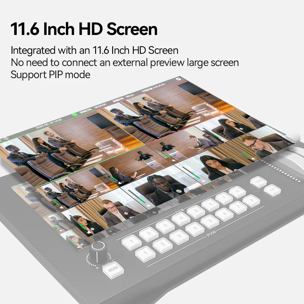 Live Streaming  11.6 Inch HD screen Broadcast hdmi portable 8 channel video switcher obs hd video seamless switcher