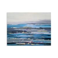 Peinture à l'huile abstraite moderne de paysage marin, toile non encadrée, art mural bleu texturé pour salon, hôtel, décoration intérieure