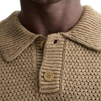 Nouveauté 2025 – T-shirt homme personnalisé en maille respirante nylon/coton, manches courtes, motif gaufré, boutonné, printemps-été, crochet ajouré