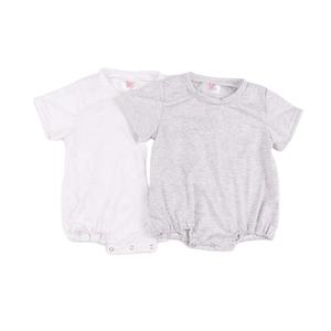 تي شيرت للأطفال حديثي الولادة بلون فضفاض بلون واحد ورقبة مستديرة وأكمام قصيرة ملابس أطفال محبوكة للجنسين ملابس فضفاضة للرضع من البوليستر باللون الرمادي والأبيض - Product Image 1