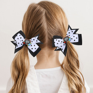 CN pita pensil 4.5 inci 2 buah, dengan pita rambut titik putih, klip busur rambut anak kembali ke sekolah untuk anak perempuan - Product Image 6