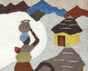 Ensemble cadeau d'entreprise : Tapisserie murale <span class=keywords><strong>ethnique</strong></span> en laine tissée à la main, scène de village africain, art populaire pour la décoration de salon, hôtel de charme - Product Image 5