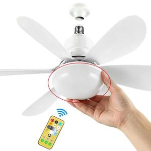 0728 Hot Sale 360. Rotatable Bulb <b>Fan</b> Abs+ Pp Leaf Structure Mini <b>Ceiling</b> Light Socket Extender <b>Remote</b> <b>Control</b> - Product Image 2