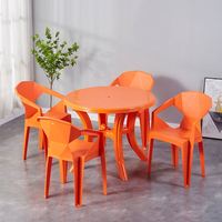 Ensemble de salle à manger de jardin en plastique résistant aux intempéries, 4 places, table et fauteuils pour balcon