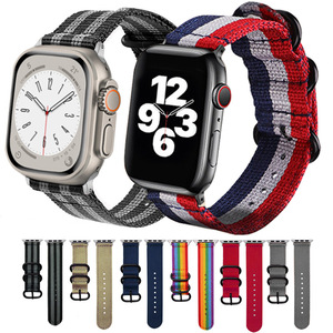 Cinturino di Lusso per Uomo in Nylon e Tela, Tessuto Denim Kaki, Cinturino a Sgancio Rapido per Smartwatch, Sostituzione per <span class=keywords><strong>Apple</strong></span> - Product Image 2