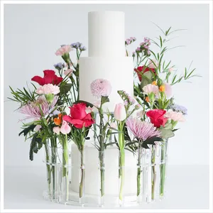 Gaojian INS European American Cake Wedding Fresh Flower Cake Crown Flower Stand Acrylic Cake Stand For Event Party Decorations