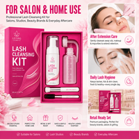 Kit de Nettoyage des Cils Rose Marque Blanche 100ml – Mousse Nettoyante pour Cils avec Bouteille de Rinçage et Brosse pour Soins Post-Extension des Cils