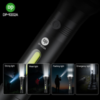 Lampe torche LED rechargeable en alliage d'aluminium avec optique Fresnel, 2000 mAh, chargement Type-C et lumière latérale