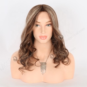 Elegante 16 pulgadas Beach Wave Caramel Latte Color Cabello europeo Seda Top Glueless Cap La mayoría de las pelucas de aspecto natural para adelgazar el cabello - Product Image 3