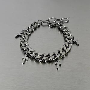 Bracelet chaîne cubaine épaisse Tiyo pour homme avec pendentif croix en alliage de zinc plaqué argent, cadeau d'anniversaire - Product Image 2