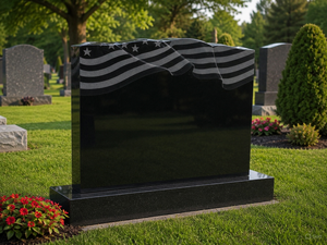 American Flag headstones and tombstones Germany Memorial Headstone Germany Black Granite Cemetery Headstone for Memorial - Product Image 1