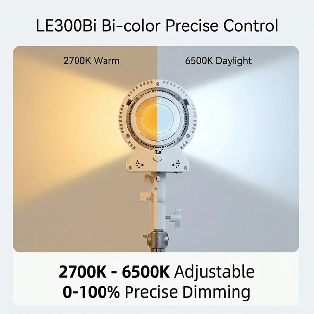 DENGWEI LE300Bi 300W LED Video Light Real Power No False Claims High Brightness COB Photography Light for Professional Studio