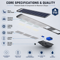 Lampadaire solaire tout-en-un de 40W à 150W, lampe LED solaire pour route, étanche IP66 pour projet d'éclairage routier