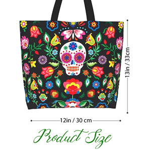 Bolsa de Lona con Temática del Día de los Muertos en México, 12x13 Pulgadas, Lona en Blanco, Bolsa de Lona Personalizada, Impresión por Transferencia de Calor - Product Image 2