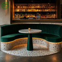 Ensemble de mobilier de restaurant haut de gamme en marbre, table et chaises demi-circulaires courbées en velours, banquette et canapé pour banquets et cafés