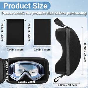 2 ensembles de étuis pour lunettes de ski, étui pour lunettes de neige, EVA semi-rigide avec sac pour lunettes de ski et chiffon de nettoyage, support de rangement pour lunettes de sport - Product Image 2