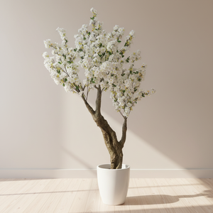 Arbres artificiels en fleurs de cerisier blancs, <span class=keywords><strong>tronc</strong></span> en PE, avec herbe en soie, écologiques, légers, hauteur 200 cm, pour usage intérieur/extérieur - Product Image 6