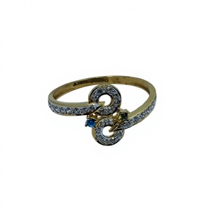 Bague classique en or pur 22 carats, motif floral rétro, bijoux fins élégants pour femmes, bague en or vintage avec incrustation de turquoise circulaire - Product Image 3