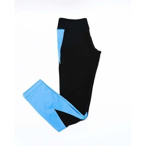 Pantaloni da Yoga con motivo di bambù a figura intera da donna nero blu con controllo della pancia in Spandex senza soluzione di continuità - Product Image 2