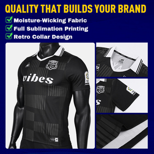 <span class=keywords><strong>Maglia</strong></span> da <span class=keywords><strong>Calcio</strong></span> Vintage con Colletto in Sublimazione Totale, Personalizzabile OEM con Logo Sponsor, Divisa Squadra <span class=keywords><strong>Calcio</strong></span> Retrò - Product Image 3