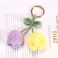 Offre Spéciale créatif tricoté orchidée fleur porte-clés breloques Crochet fleur pendentif pour clé de voiture sac à main téléphone fournitures