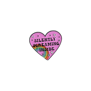 Broche de zinc con diseño floral de dibujos animados 'Silently Screaming Inside' para regalo de Año Nuevo - Product Image 1