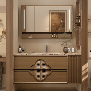 New modern <b>oak</b> bathroom cabinet combination antique style washbasin plum mirror washbasin basin cabinet - Product Image 2
