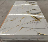 Feuille de PVC brillante effet marbre, feuille de PVC enduite UV pour panneau mural intérieur, décoration de salle de bain