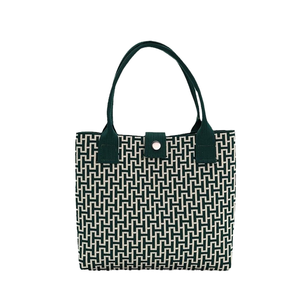 Bolso de Mano de Poliéster con Cierre de Cremallera y Forma de Cesta, Estilo Coreano, para Mujeres y Estudiantes, Bolso Tote Ligero y Moderno - Product Image 1