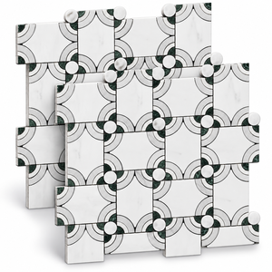 Mosaïque de carreaux en marbre blanc et vert, carrée, émaillée, résistante à l'eau, écologique, design moderne pour salle de bain, hôtel, chambre à coucher, décoration murale intérieure - Product Image 4