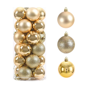 Boules de Noël personnalisées de luxe dorées de 6 cm avec logo sur mesure, décoration de fête d'anniversaire, ornement de Noël personnalisé - Product Image 1