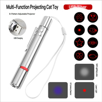 Pointeur laser et lampe torche 3-en-1 moderne rechargeable par USB-C en acier inoxydable avec lumière UV pour chats - Jouet interactif pour animaux de compagnie