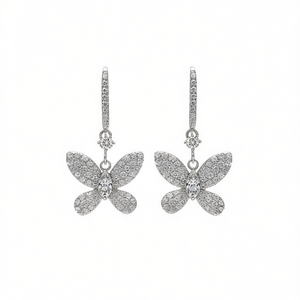 E2174 Orecchini in oro bianco con diamanti, taglio marquise, diamanti naturali, gioielli romantici da sposa per donna - Product Image 1