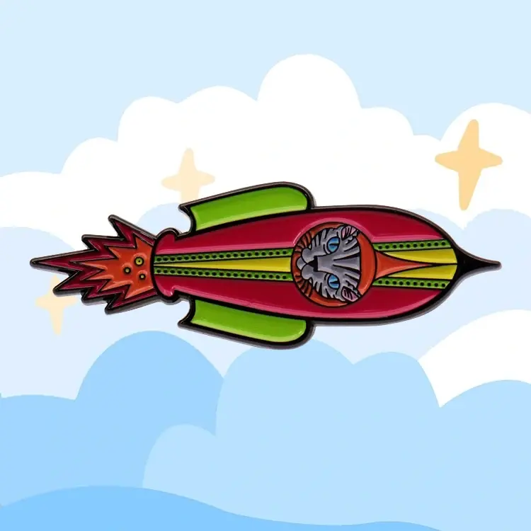 맞춤형 로켓 비행기 비행기 안전 핀 배지 엠블럼 라벨 사용자 정의 애니메이션 금속 에나멜 비행기 항공기 재킷 옷깃 핀
