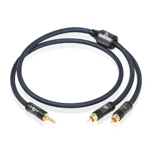 ATAUDIO HIFI reiner silberner Leiter 4,4 mm Maul-zu-2RCA-Maul-Audio-Kabel Karbonfaser vergoldetes Stecker reines Silbernes Audio-Kabel