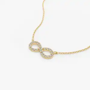 VLOVE Fine Jewelry Diamond Necklace 14K Gold Diamond Infinity Necklace