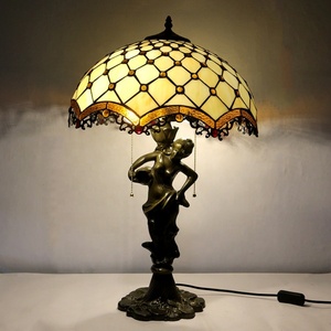 LongHuiJing Handmade Vintage for Style 16-Inch Stained Glass LED AC Adjustable Mediterranean Flexible Eco-Friendly E27 Bulb - Product Image 1