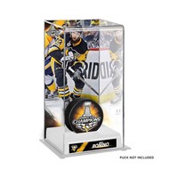 Étui de luxe pour rondelle de hockey sur glace avec flyers imprimés, support d'affichage en acrylique pour une seule rondelle de hockey sur glace