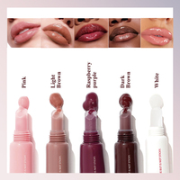 Brillant à lèvres en gelée d'herbes aux 5 couleurs avec logo personnalisé glaçure à lèvres brillante, hydratante et à haute teneur en pigments, imperméable et longue durée