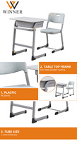 Ensemble de bureaux et de chaises de classe de lycée modernes de conception nouvelle avec construction métallique