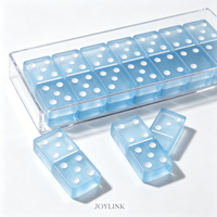 Joylink – Lot de 28 dominos écologiques en acrylique double douze, bleu givré, avec logo personnalisé pour jeu de table – Vente en gros