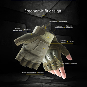 تنوعا الصيف صالة الألعاب الرياضية في الهواء الطلق والعتاد نصف الاصبع قفازات تكتيكية لينة المطاط مفصل وسادة صدمات النخيل الحشو قفازات الصيد - Product Image 3