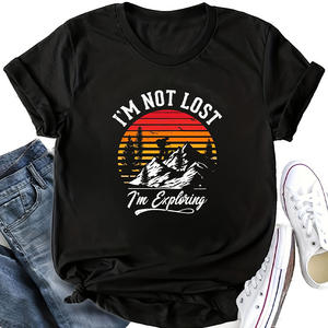 All'ingrosso popolare elemento nero di <span class=keywords><strong>montagna</strong></span> modello di stile di stile delle donne t-shirt di lusso di marca migliore qualità - Product Image 1