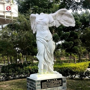 Giardino all'aperto parco in marmo classico angelo statua alata vittoria samotracia scultura - Product Image 6