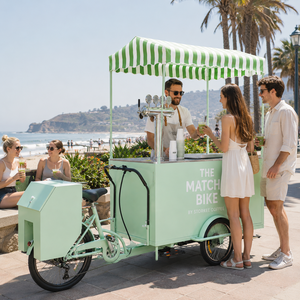 Tricycle de vente de café mobile Etodevice, chariot alimentaire personnalisé avec parasol et rangement - Product Image 1