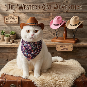 Mini chapeau de cowboy en jean pour petits chats et chiens, réglable, accessoire de fête et de cosplay, léger et confortable - Product Image 2