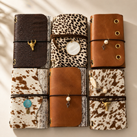 Carnet A6 à couverture rigide en similicuir PU avec imprimé animalier personnalisé, reliure cousue, pliable en trois, rechargeable, agenda, breloque, boutique, OEM, cadeau de luxe