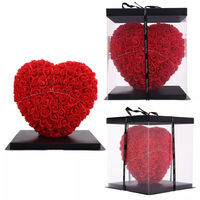 2025 coeur de rose artificielle le plus populaire avec boîte en Pvc coeur en mousse PE 35cm coeur de rose de fleur artificielle personnalisé pour la saint-valentin