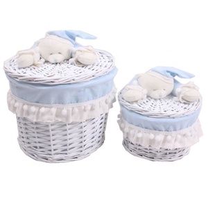 Giá Rẻ Nhỏ Vòng Lidded Đồ Gia Dụng Wicker Lưu Trữ Giỏ Với Đồ Chơi Động Vật Xử Lý Bộ 2 - Product Image 3