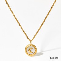 Collier chaîne avec pendentifs créatifs en forme de lune en nacre blanche, nouveau style